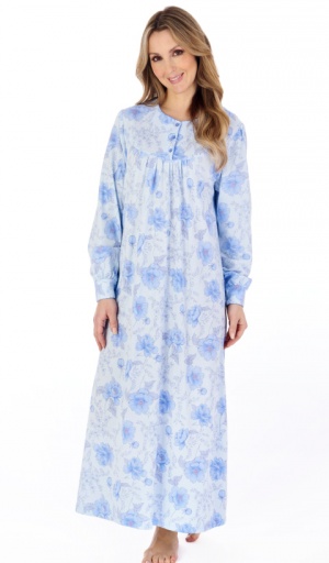 Slenderella 100% Cotton Floral Long Sleeve Nightdress